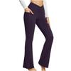 (SU)Fashion Womens Sexy Yoga Pants High Waist Cross Wide Leg Solid Color Exercise Yoga Pants