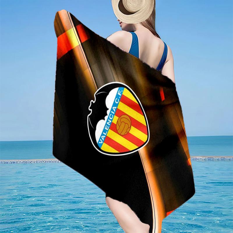Пляжное полотенце из микрофибры с дизайном герба Valencia CF, легкое и быстросохнущее, для летних путешествий, незаменимое на пляже, у бассейна