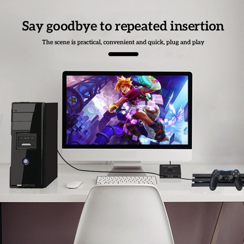 4K HD Переключатель 2 порта Двунаправленный 2x1/1x2 HD Переключатель-разветвитель Поддерживает HD 4K 1080P 3D для Windows Linux