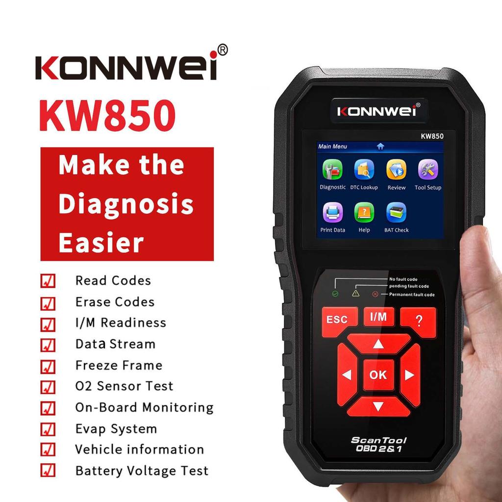 KONNWEI KW850 Car OBD2 Scanner Professional Car Diagnostic Scanner Tools OBD 2 Check Engine Check Automotive Code Reader