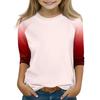 Printed Tops For Youth Girls 4-16 Years Round Neck 3/4 Sleeves T-Shirts Trendy Tops Outfit Tees