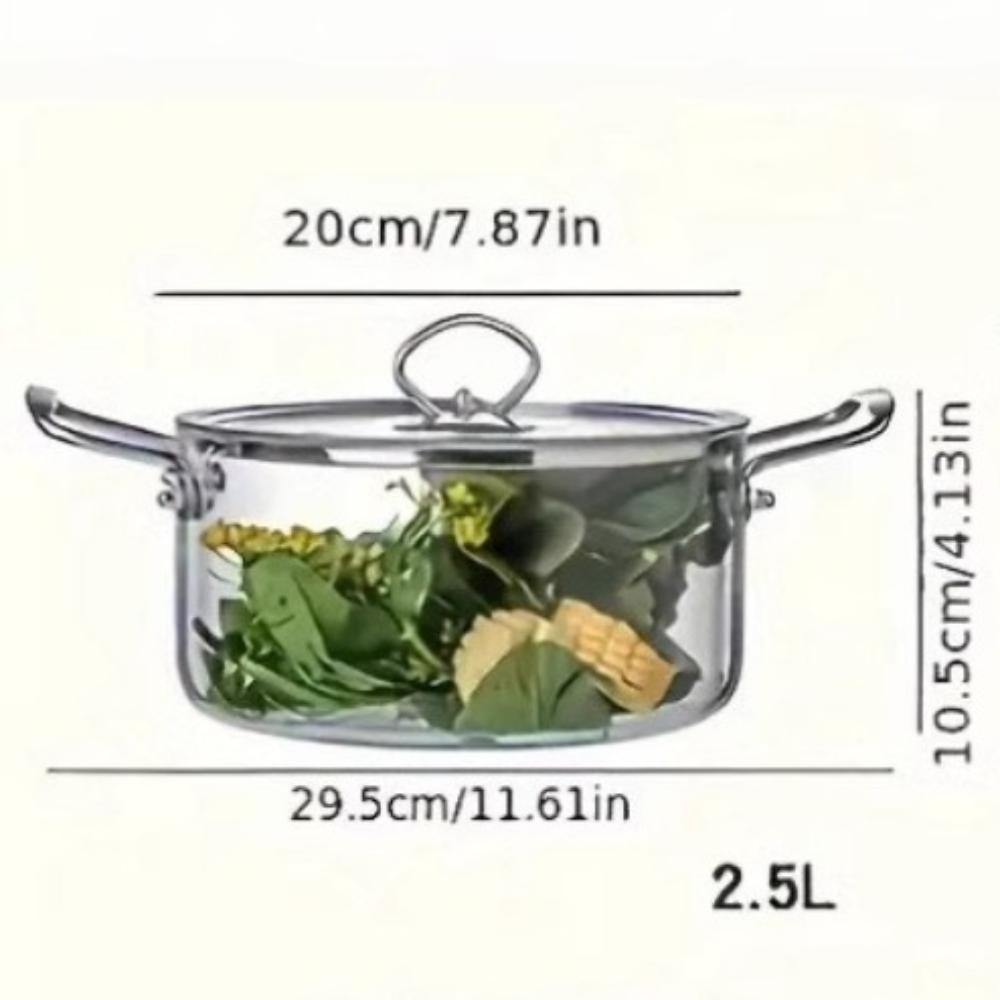 Heat Resistant Clear Cooking Pot Stainless Steel Glass Soup Pot Kitchen Cooking Tools