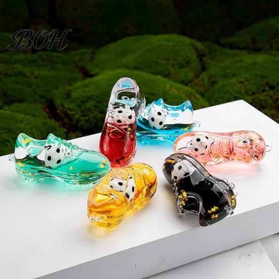Mini Football Keyring 2Pcs Keychain Pendant, Acrylic Boot Design with Glitter Quicksand Spike Oil Flowing Stars, Transparent Material Stress