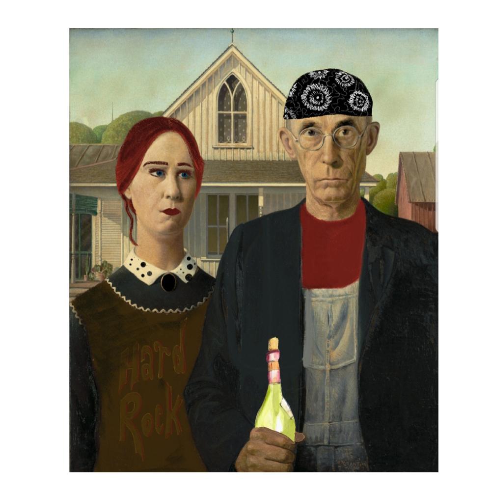 Vintage Portrait Poster American Gothic Art Print Canvas Painting Funny Design Wall Art Abstract Pictures for Gallery Home Decor