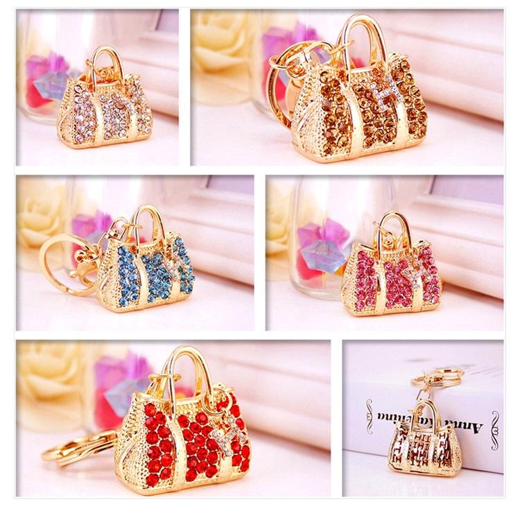 Rhinestone Jewelry Handbag Keychain - Cute Metal Bag Pendant for Cars & Accessories