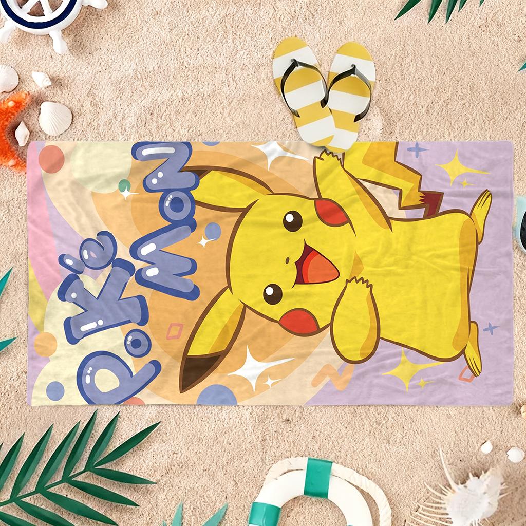 Cute Smile Pokemon Spirit Beach Towel Large Quick-drying Towel Suitable for Seaside Pool Sport Gym Yoga Home Towel