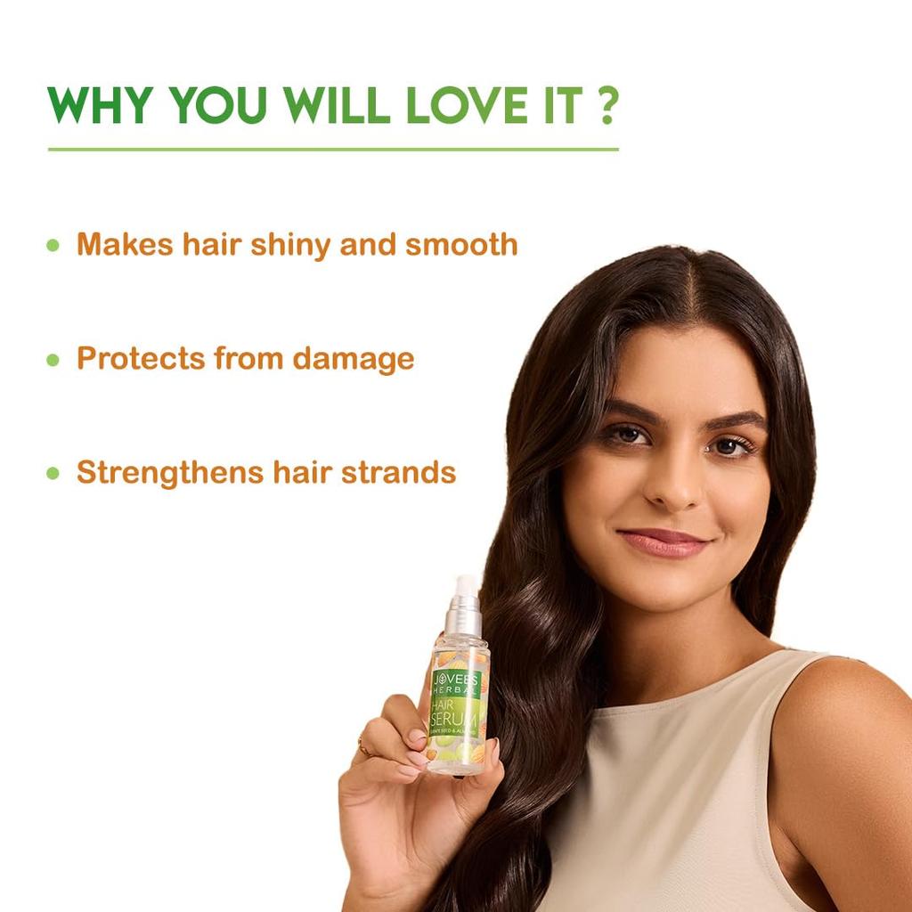 Jovees Herbal Hair Serum 60ml For Frizz Control & Shine Boost Lightweight Non-Sticky Hair Treatment For All Hair Types