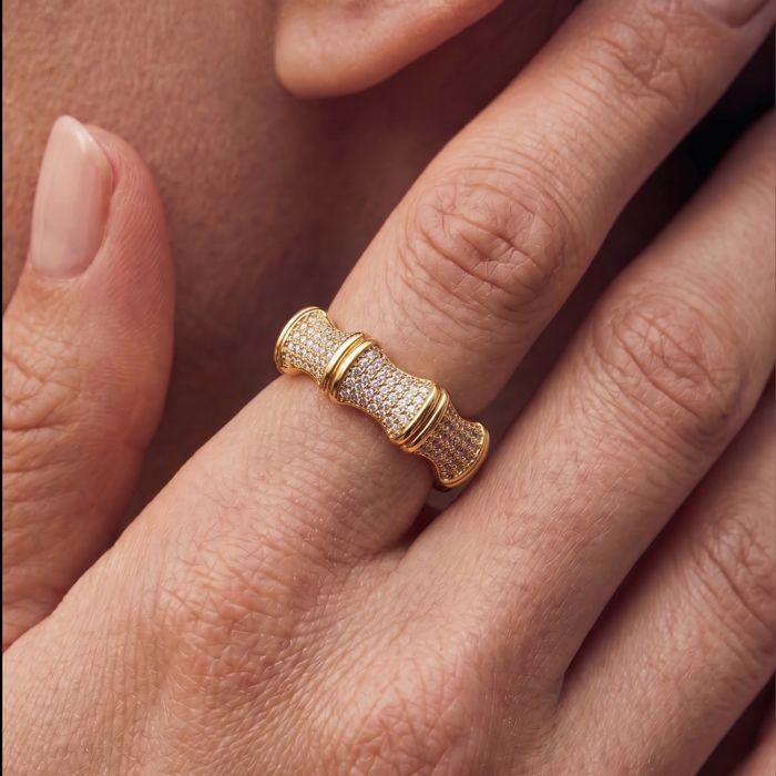 Anneau - LUXENTER - Rechi - Or jaune 18 carats - Zircone (oxyde de zirconium) - Largeur 17 mm