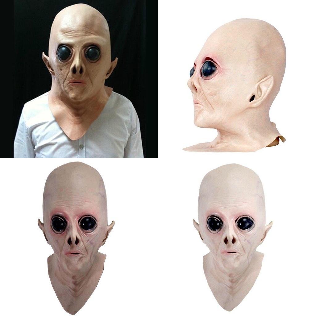 Unisex Creepy Ufo Alien Face Full Mask Perfect For Halloween And Cosplay Events