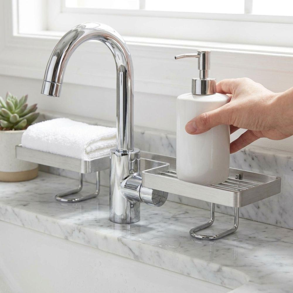 Anti Slip Sink Storage Rack Hollow Out Faucet Sink Drying Shelf Water Drainage Holder Household
