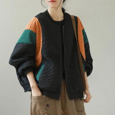 Женская литературная свободная повседневная куртка с длинным рукавом, сращивающаяся, с круглым вырезом, удобная цветная куртка Collision