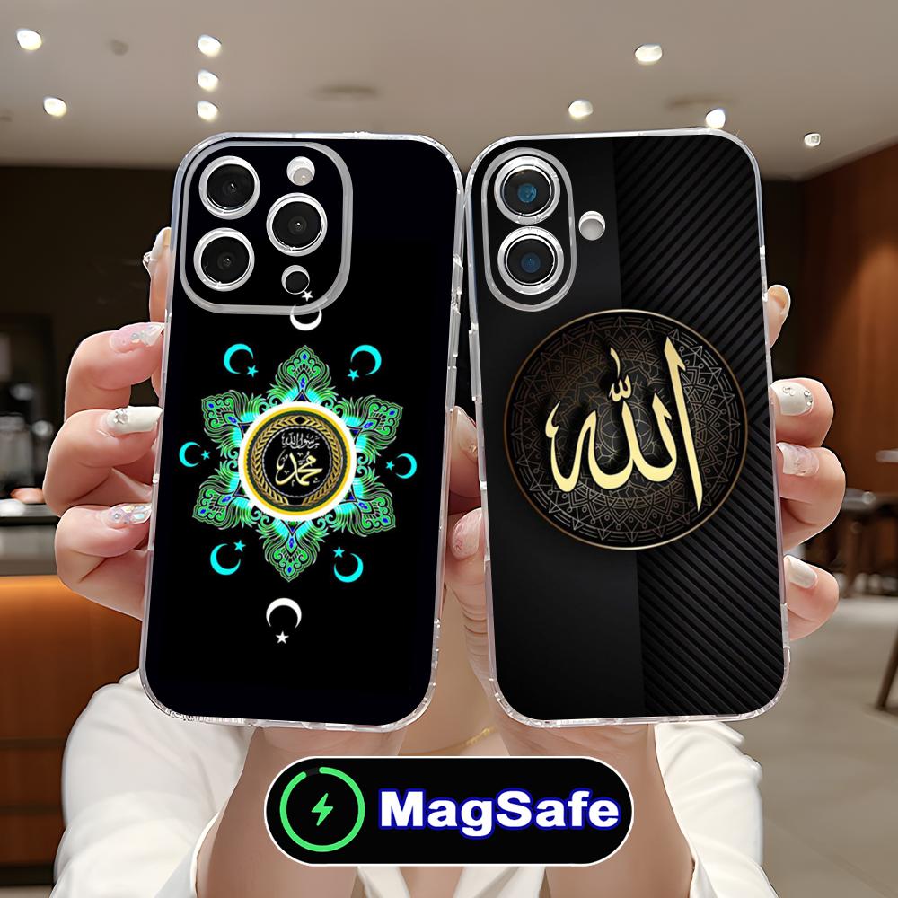 Чехол для мобильного телефона Subhan Allah для iPhone 17 16 15 14 13 12 11 Air Pro Max Plus Mini Magsafe Прозрачный Цветной Чехол Роскошный