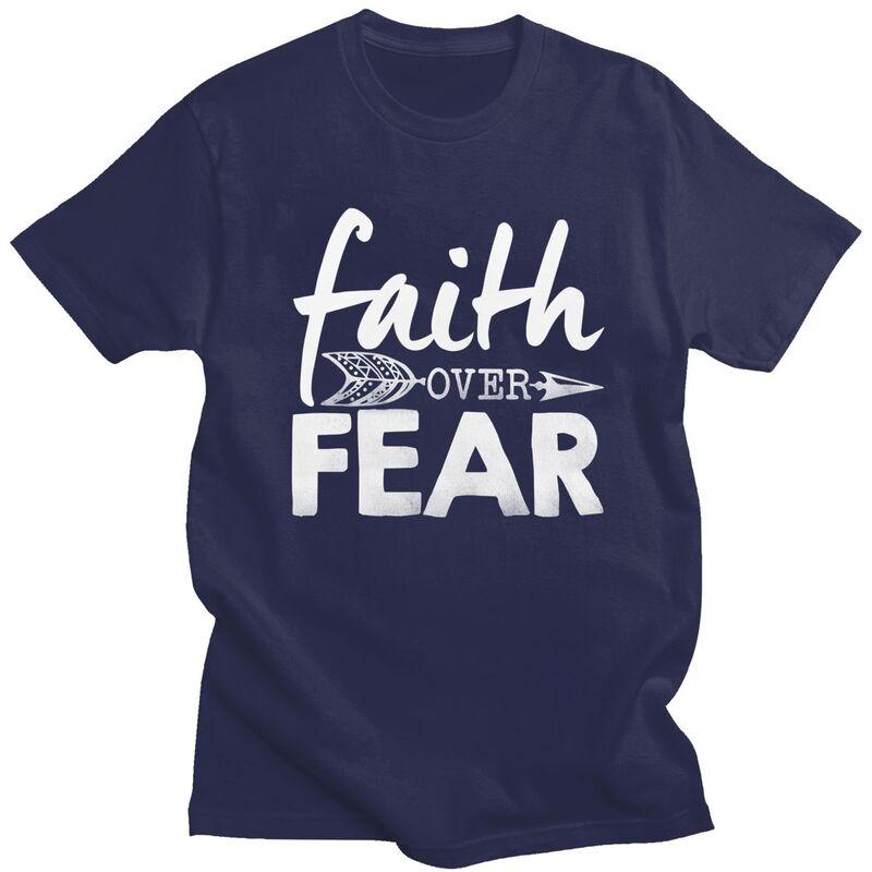 Мужские футболки с принтом 'Вера превыше страха' (Faith Over Fear) Христианская стрела, Хлопок, Футболки, Одежда