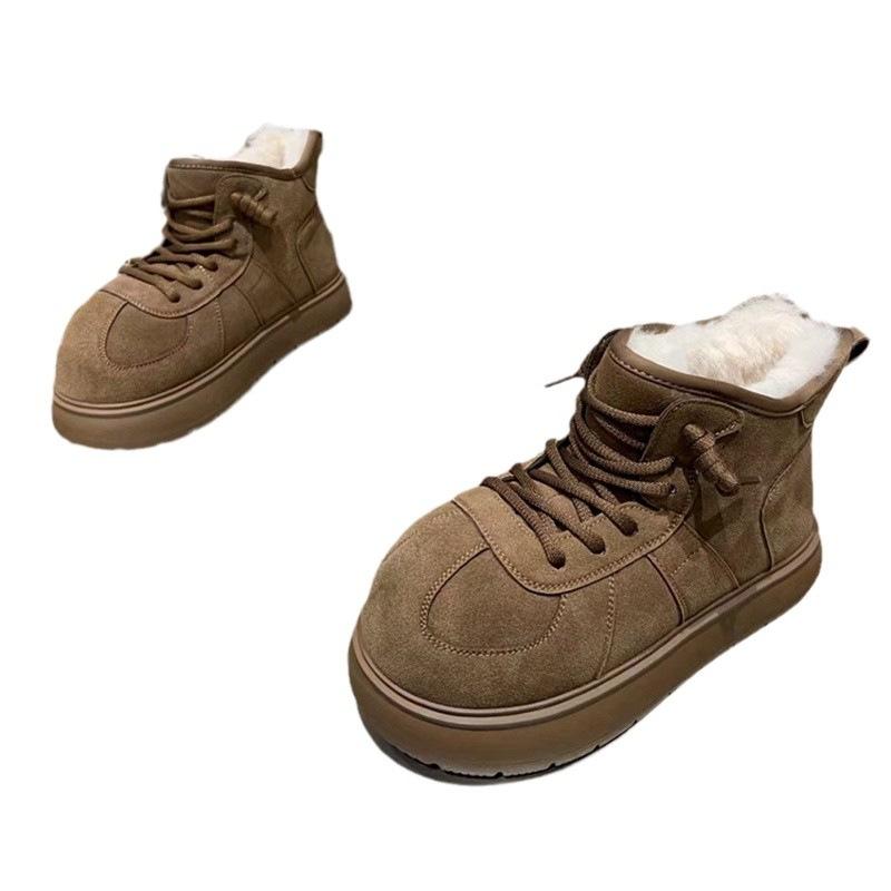 Модные ботинки-дутики на толстой подошве с высоким голенищем для женщин, осенне-зимние новые матовые ботинки на шнуровке, детская трендовая модель