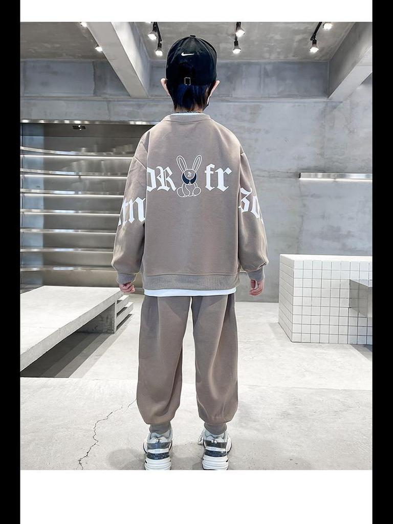 2023 г. Костюм-двойка для мальчиков с мультяшным принтом: Свитшот и спортивные штаны на весну/осень