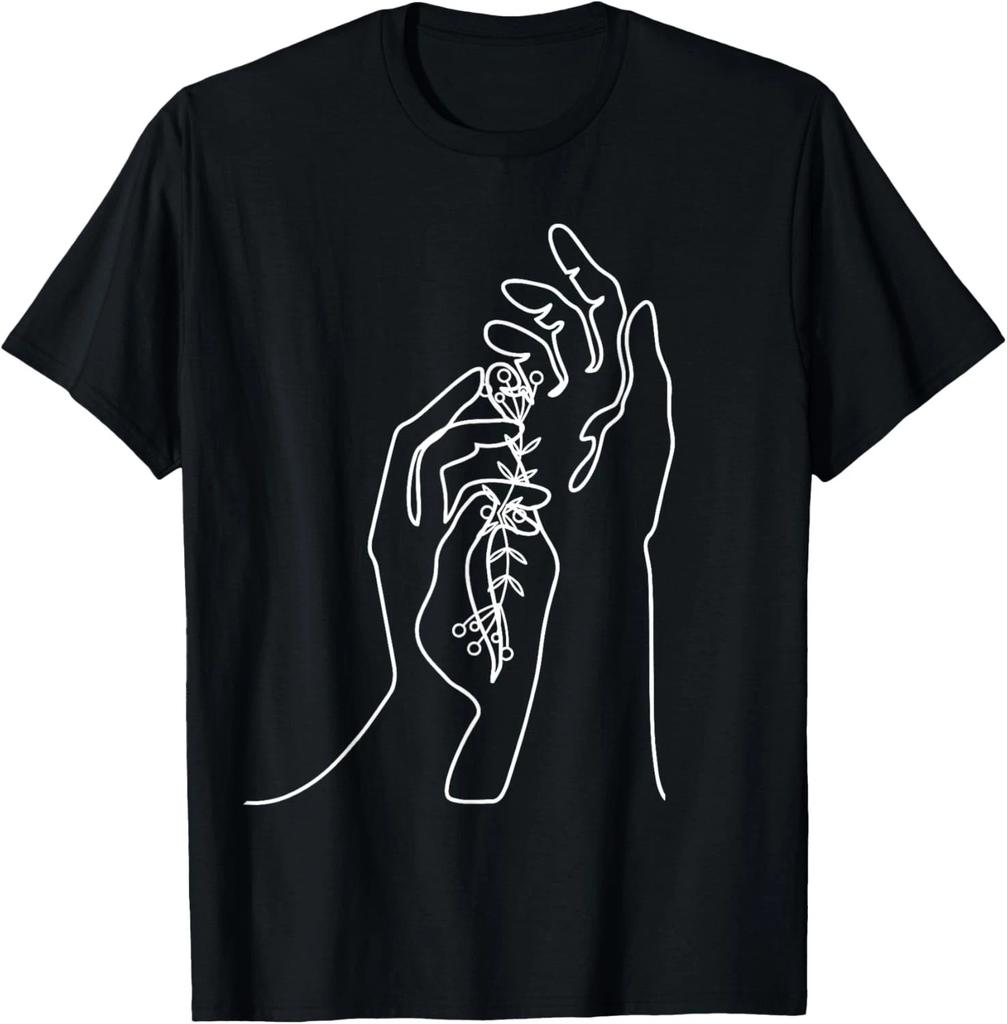 Line Art Hand Abstract Minimalist Drawing Cool Novelty Gifts T-Shirt