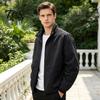Durable Polyester Zippered Coats Men Windbreaker Jacket, Windproof Waterproof Stand Collar Coat, Casual Zip-up Spring Autumn Outerwear Jacket