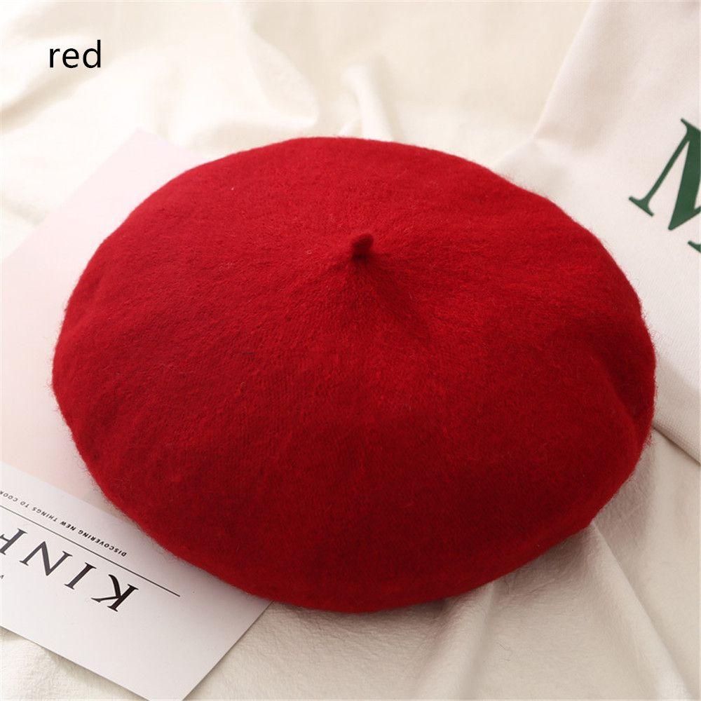 Women Wool Beret Hats Winter French Hat Girls Solid Color Fashion Autumn Winter Beret Hat For Women Flat Cap Hat Felt Berets