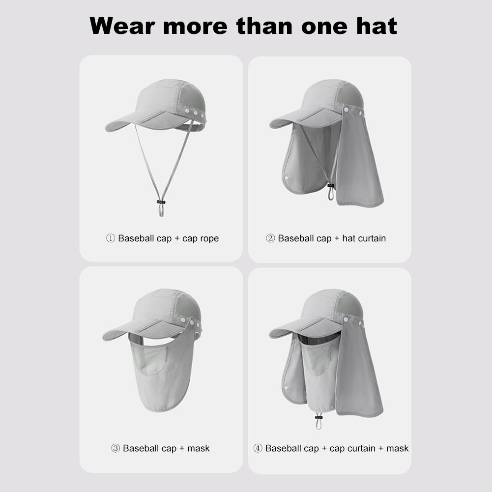 Unisex Fishing Hat Neck Face Flap Hat UV Protection Removable Sunshade Hat Breathable Ear Neck Cover Caps Quick Drying Visor Hat