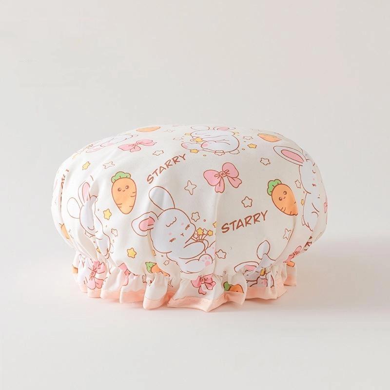 Двухслойная шапочка для душа Водонепроницаемая Утолщенная от масляного дыма Шапочка для ванны Женская Спа Парикмахерская Шапочка для душа Аксессуары для ванной