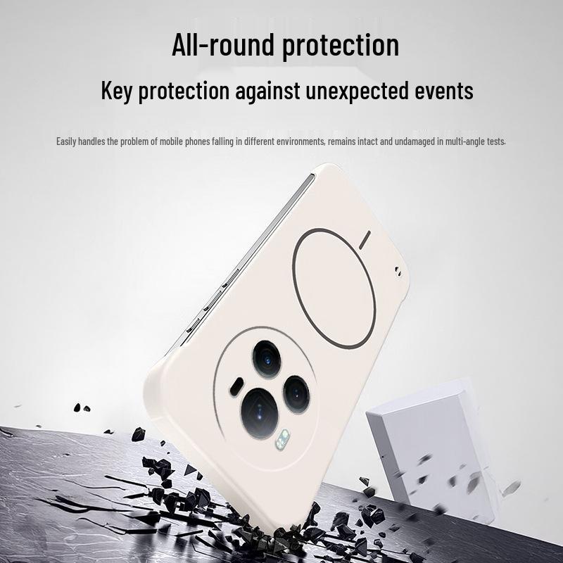Совместимый чехол для Honor Magic6/Pro - Магнитный безрамочный матовый противоударный однотонный защитный чехол с ощущением кожи