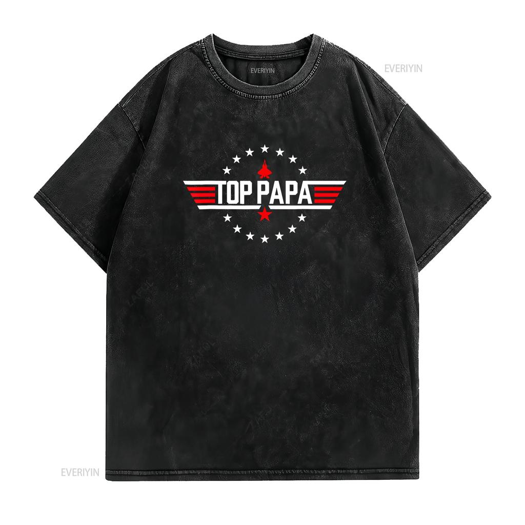 Fathers Day Papa from Grandkids Son Daughter T Shirt vintage Washed Comfortable Breathable Stylish graphic homme Casual