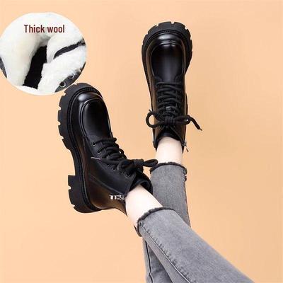 Женские ботинки Мартина в британском стиле с бархатной подкладкой – Универсальные, теплые, на толстой подошве, короткие ботинки для осени и зимы.