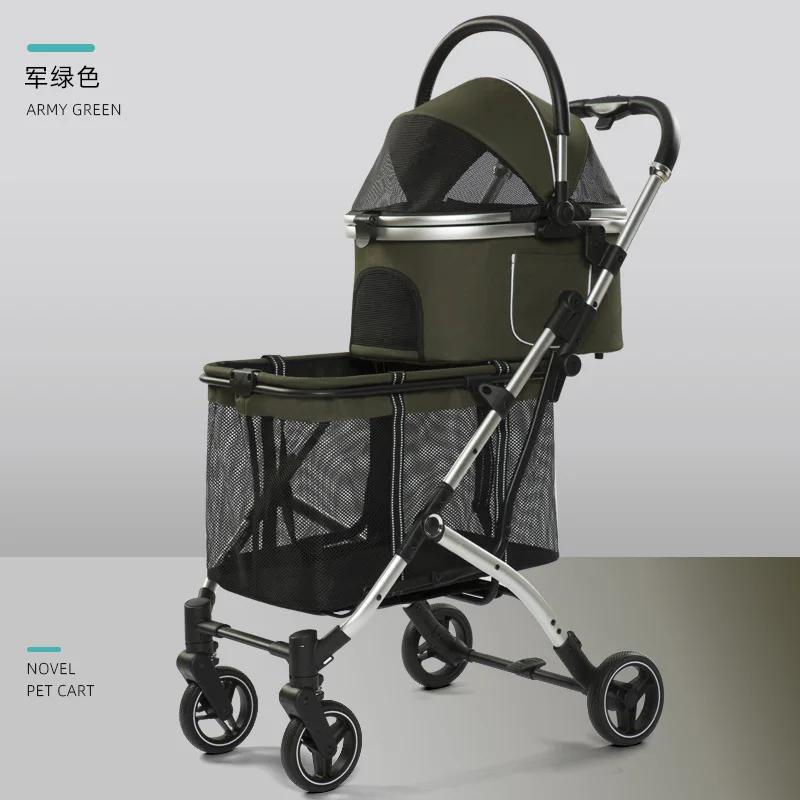 Большая двухслойная коляска для домашних животных с раздельными отделениями для нескольких кошек и собак