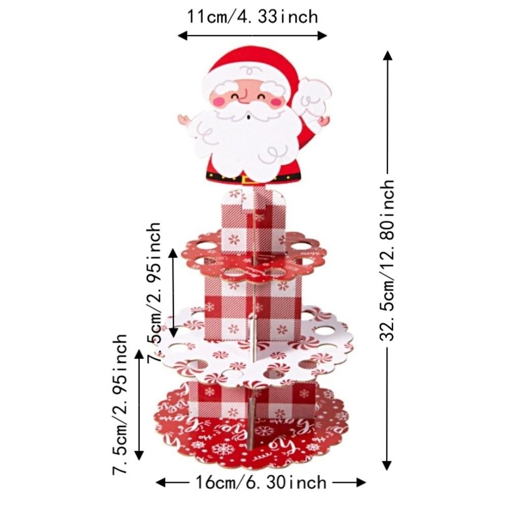 Round Santa Claus Cupcake Stand 3 Tier Cake Display Rack Christmas Party Supplies