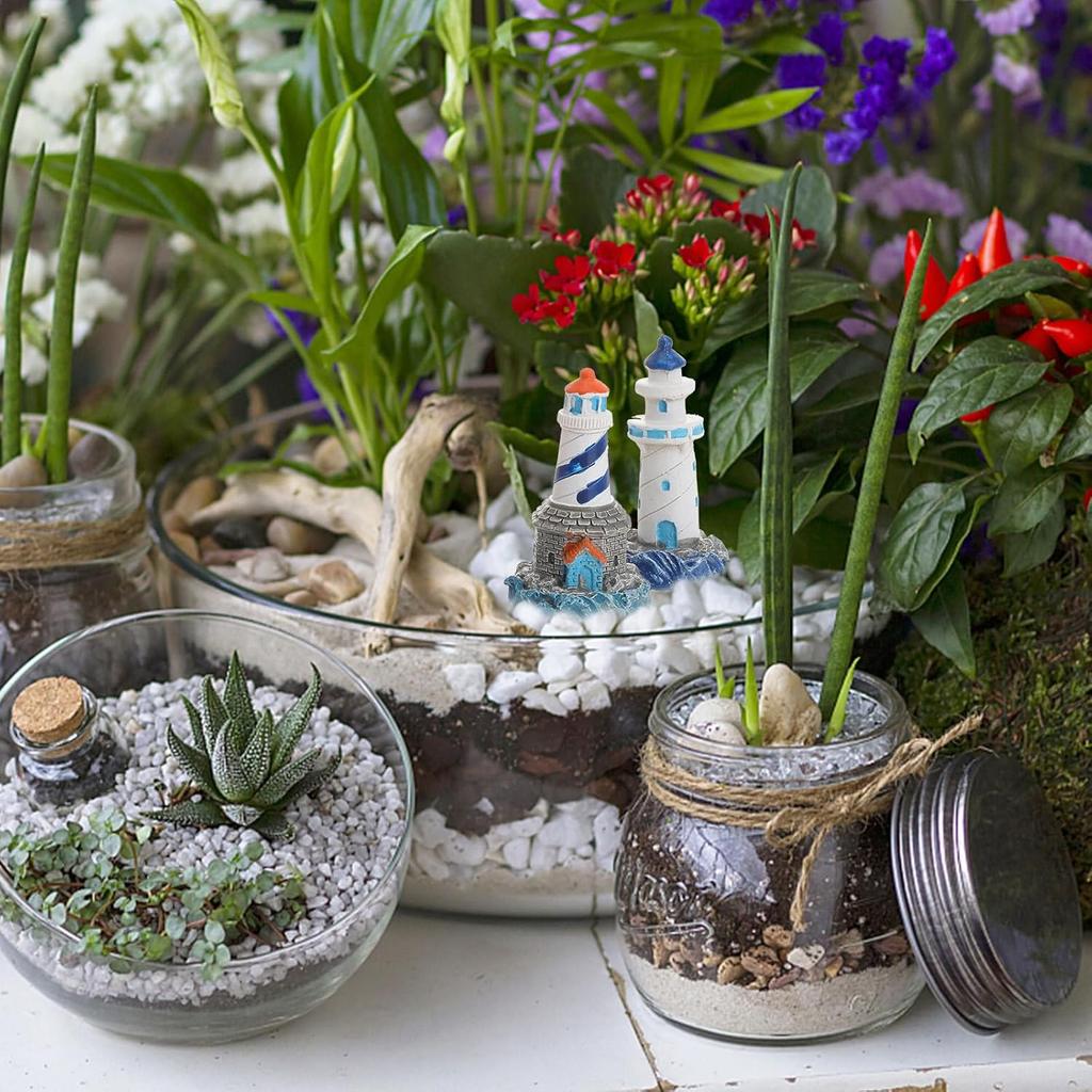 Toyvian 4 шт. Мини-декор маяка Средиземноморские фигурки Орнаменты Миниатюрные ландшафтные украшения (Случайный шаблон)