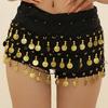 1pc Belly Dance Hip Scarf Chiffon Skirt Wrap Professional Hip Scarf Skirt Costume With Coins For Yoga Belly Dancing Halloween