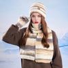 3Pcs/Set Women Winter Hat Scarf Gloves Set Thickened Velvet Lining Knitting Hat Long Scarf Touch Screen Gloves Set Winter Accessories