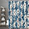 Rustic Style Floral Plant Blue Shower Curtain, Bathroom Decorative Shower Curtain, Waterproof Shower Curtain with Hooks