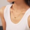 Retro European & American Three-Color Glass Stone Pendant Clavicle Chain In Layered Titanium, 18k Gold Plated Jewelry for Women