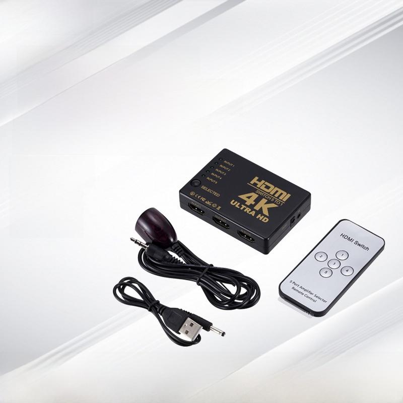 4K HDMI Switch 5 In 1 Out Video Selector with Remote Control, HDMI Splitter Box Support 1080P HD for TV, Monitor, Gaming Consoles
