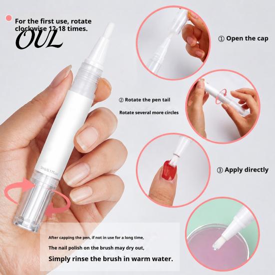 Quick Dry Nail Art Brush 5ML Water Based Polish Pen, No UV Light Pen Lamp Needed, DIY Manicure Marker for Women Beginner Accessories