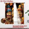2D flat printing 2pcs Party Curtain Cute Squirrels Autumn Cozy Nuts Digital Printed Polyester Drapes Festive Wall Decor for