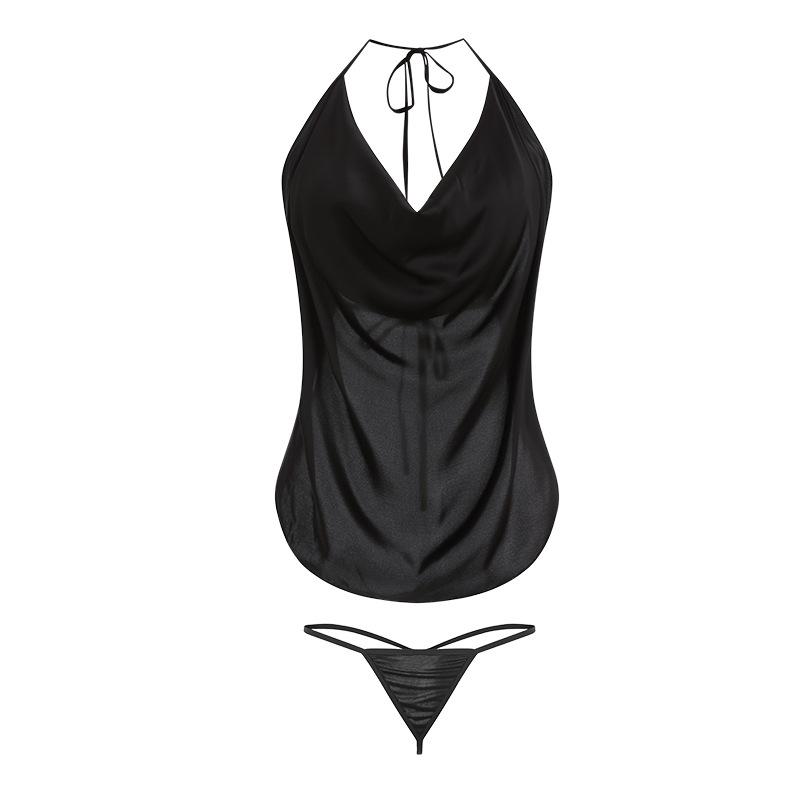 Women's Backless Cami Comfy Lingerie Costume Set for Summer