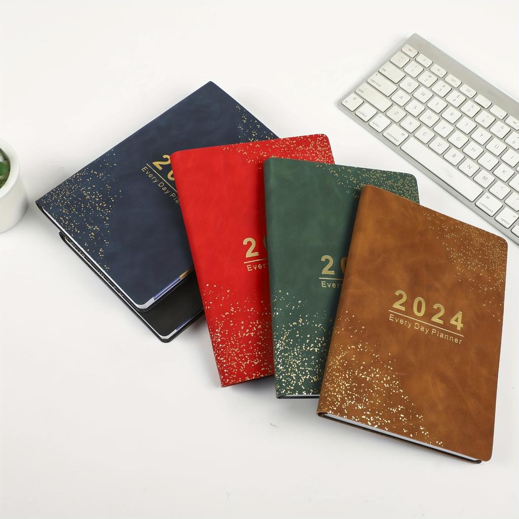 Премиум ежедневный план-книга на 2024 год - мягкий кожаный ежегодный календарь и план-книга с прочным качеством и практичными функциями