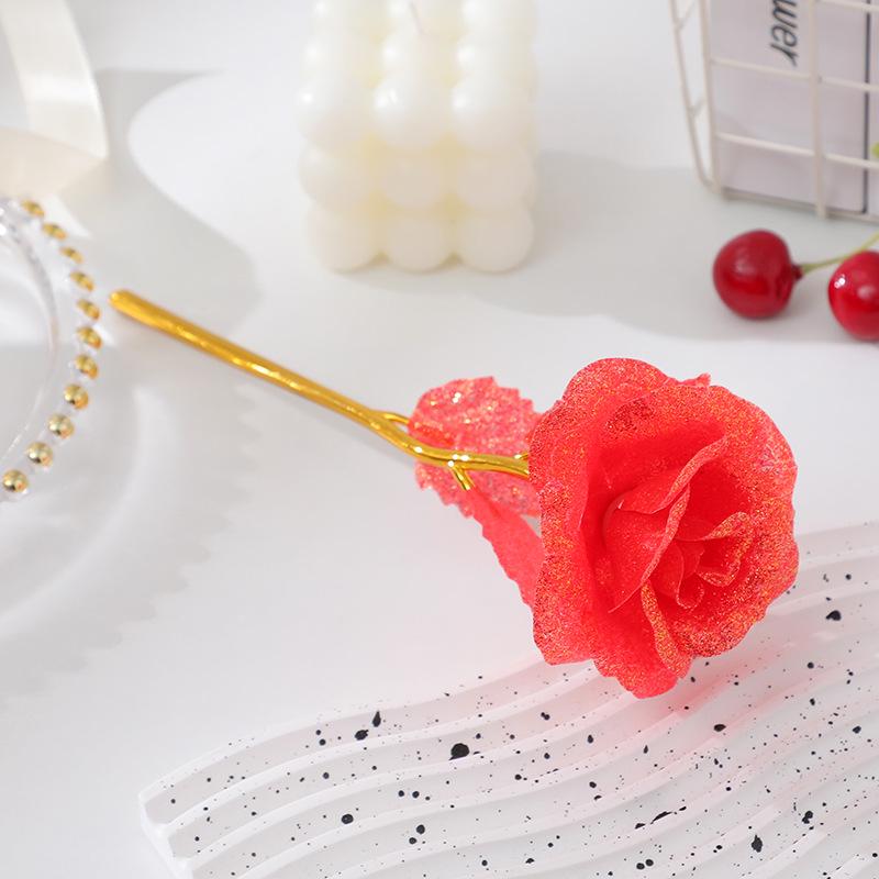 Роза из 24-каратной золотой фольги Светящийся букет: Сохраненные искусственные цветы на День святого Валентина, День матери и дни рождения