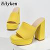Eilyken Roma Style Knitted Platform Chunky High Heels Slippers Women Casual Peep Toe Fashion Ladies Shoes Sandals