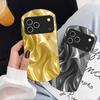 Золотой шелк волн Для iPhone 17 Air 16 15 14 Pro 13 Plus 12 mini 11 Pro Max XR X 7 8 Эллиптический закаленный стеклянный чехол для телефона