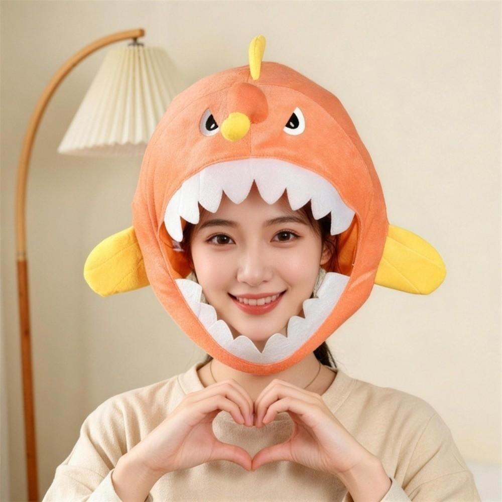 Open Mouth Plush Anglerfish Hat Soft Skin-friendly Fish Cosplay Cap Cute Fish Headwear Halloween