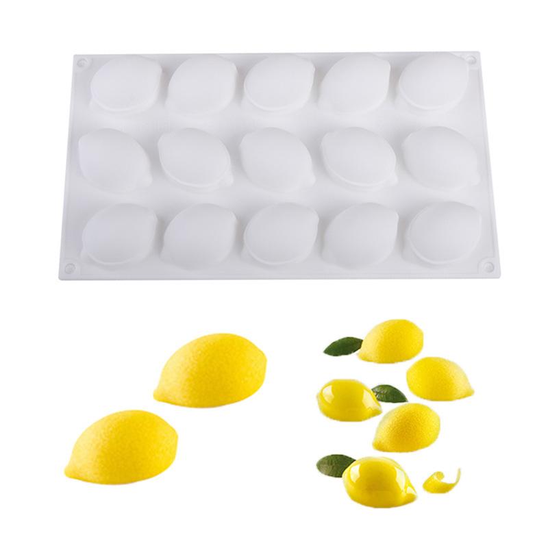 15-Cavity Lemon Silicone Mold - Football Shape for Mousse Cake Ice Cream Jelly Chocolate Fondant DIY