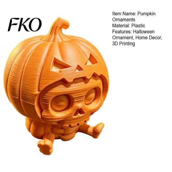 Desktop Halloween Decoration Pumpkin Skull Ornament, Hollow Ghost Face Design, 3D Printed Textured Figure Detailed Layered Figurine, for