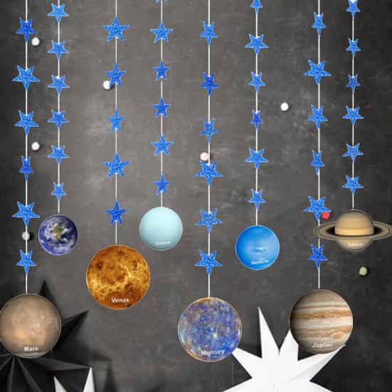 1 комплект подвесной флаг, реалистичный вид, гладкий край с блестящими звездами, износостойкий, широкое применение, Вселенная, восемь планет, настенное украшение