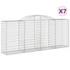 VidaXL Paniers à gabions arqués 7 pcs 300x50x120/140 cm fer galvanisé, gabion, cage de gabion, panier de mur de gabion, mur 3146724