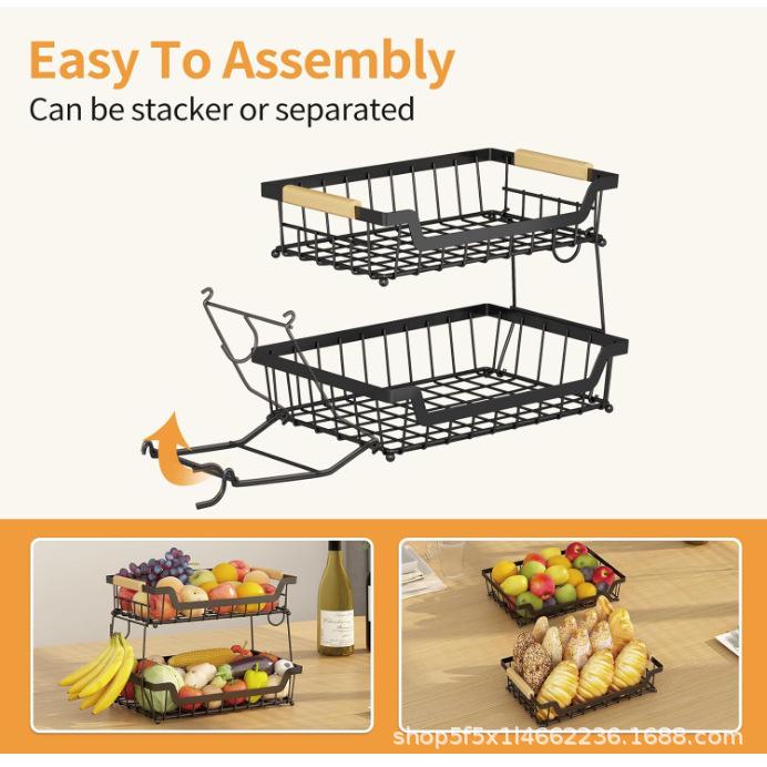 Removable Multi-Layer Fruit and Snack Storage Rack for Kitchen and Living Room Countertop