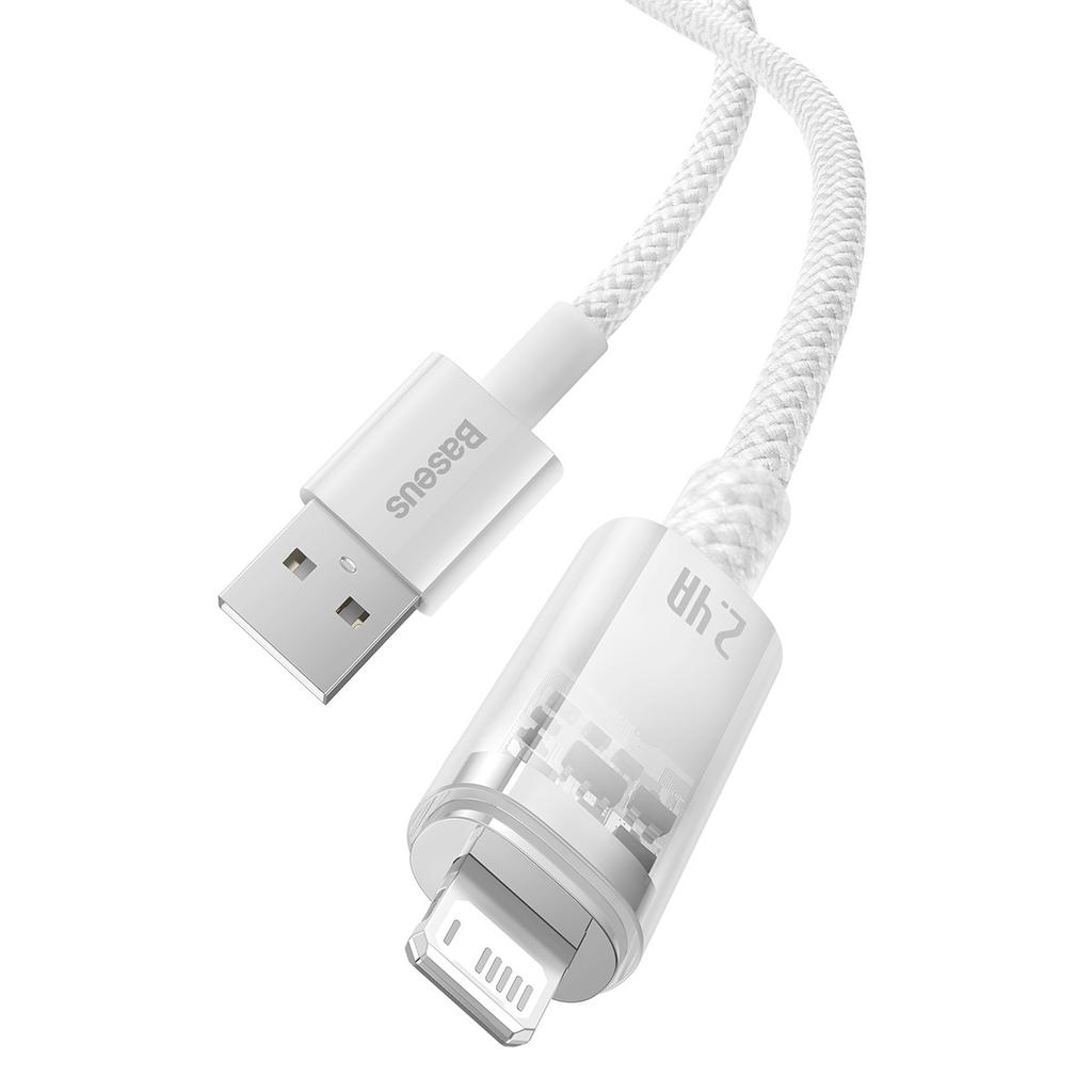 Baseus Explorer Series 2M USB to Lightning Cable, Fast Charging 2.4A, White (Model CATS010102)