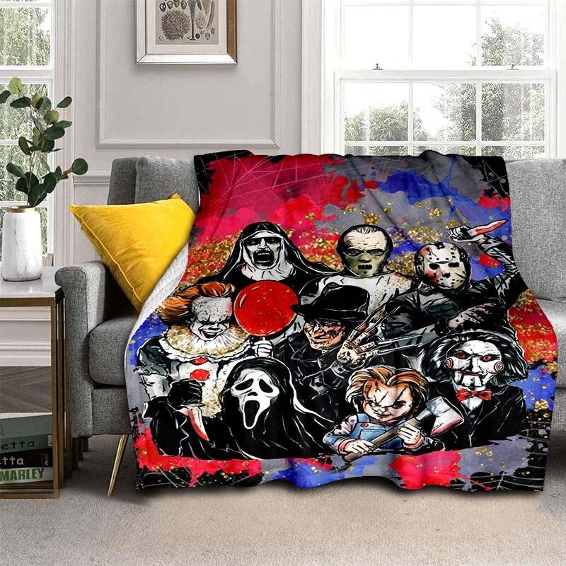 Террористическое одеяло с героями фильмов ужасов, мягкое плюшевое одеяло, легкие фланелевые одеяла для дивана-кровати, всесезонное теплое одеяло